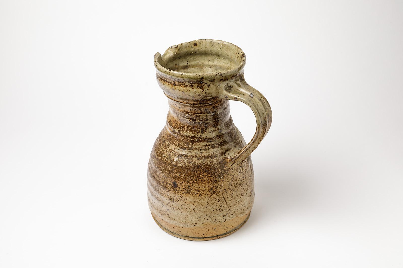 Ceramic Stoneware Pitcher by Pierre Digan, 1970 Realised in La Borne In Excellent Condition In Neuilly-en- sancerre, FR