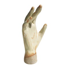 Ceramic Stoneware Sculpture of Hand in Matte Ivory