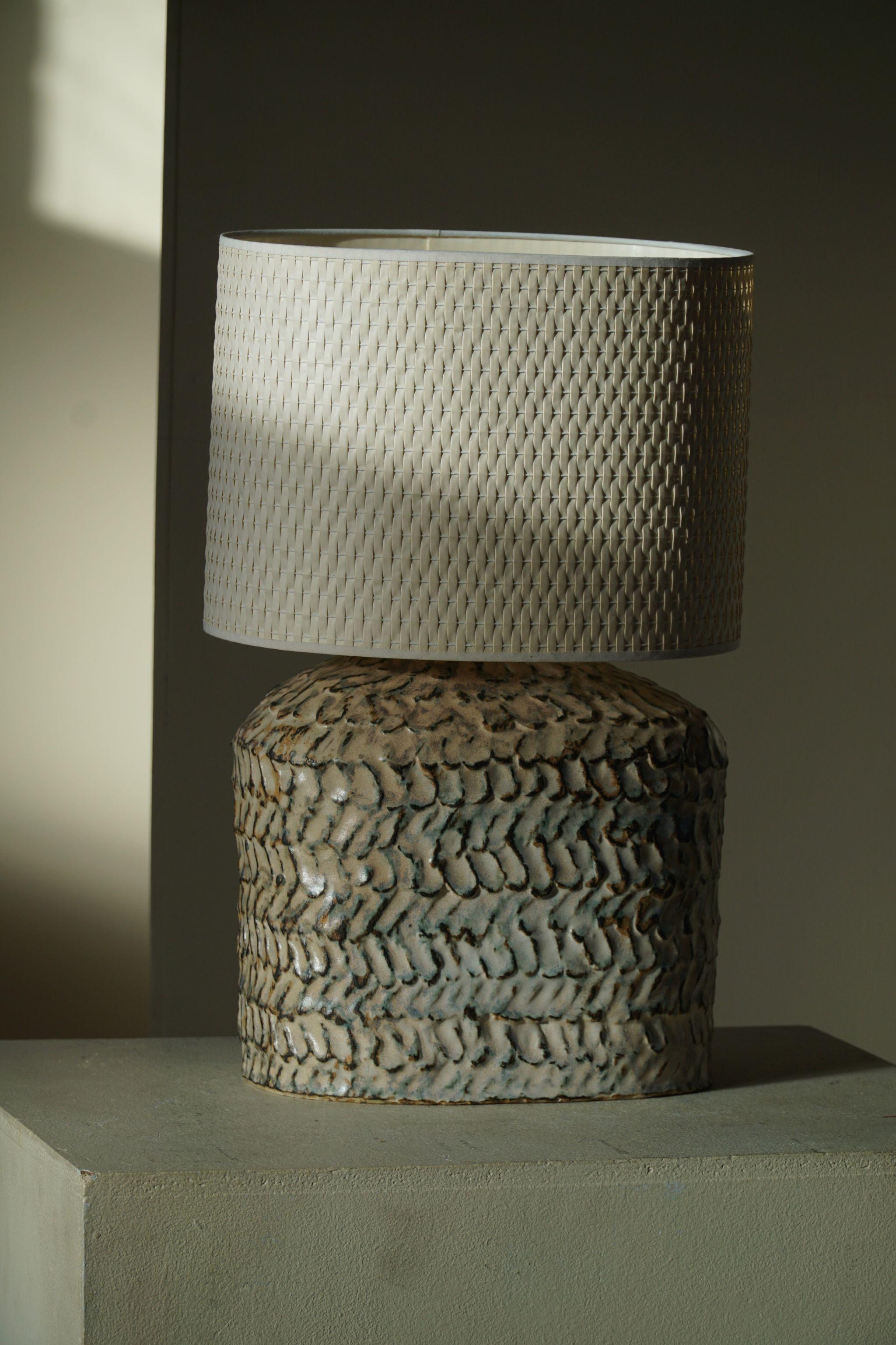 Scandinavian Modern Ceramic, Stoneware Table Lamp by Danish Artist Ole Victor, 2021 For Sale