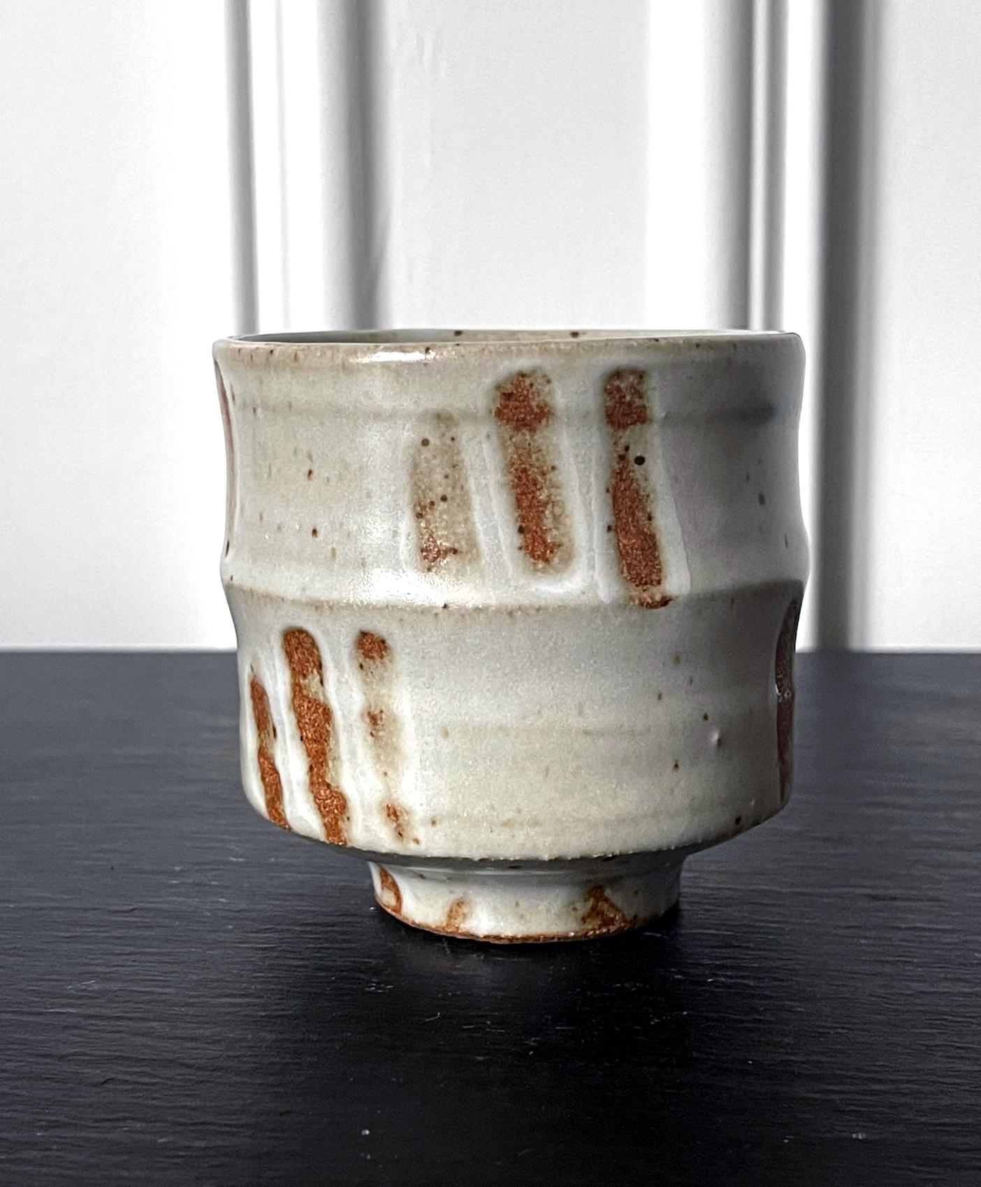 Modern Ceramic Stoneware Tea Bowl in Shino Style by Warren Mackenzie For Sale