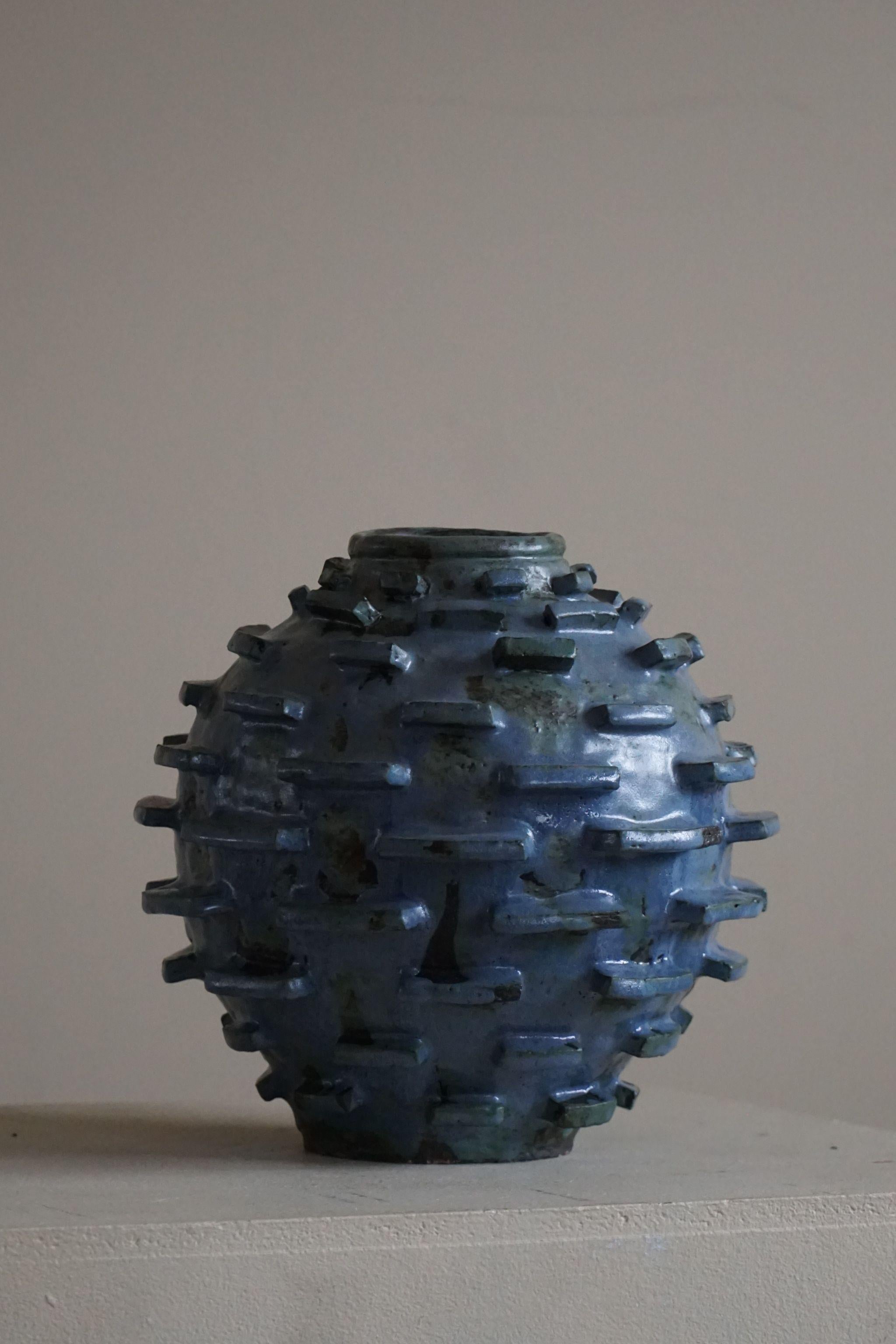 Ceramic, Stoneware Vase in Blue / Green Glaze by Danish Artist Ole Victor, 2021 1