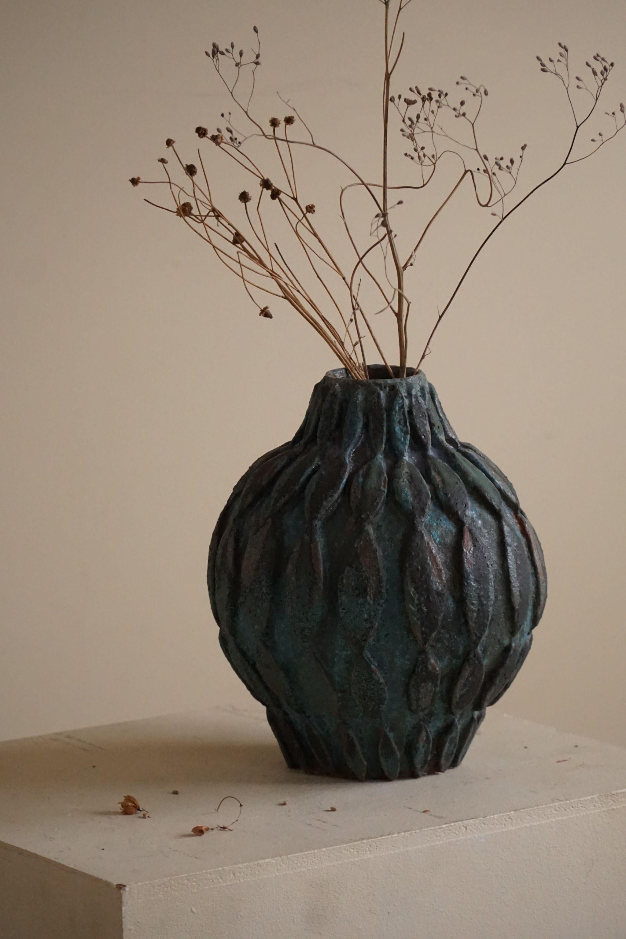 Ceramic, Stoneware Vase in Blue/Green Glaze by Danish Artist Ole Victor, 2021 1