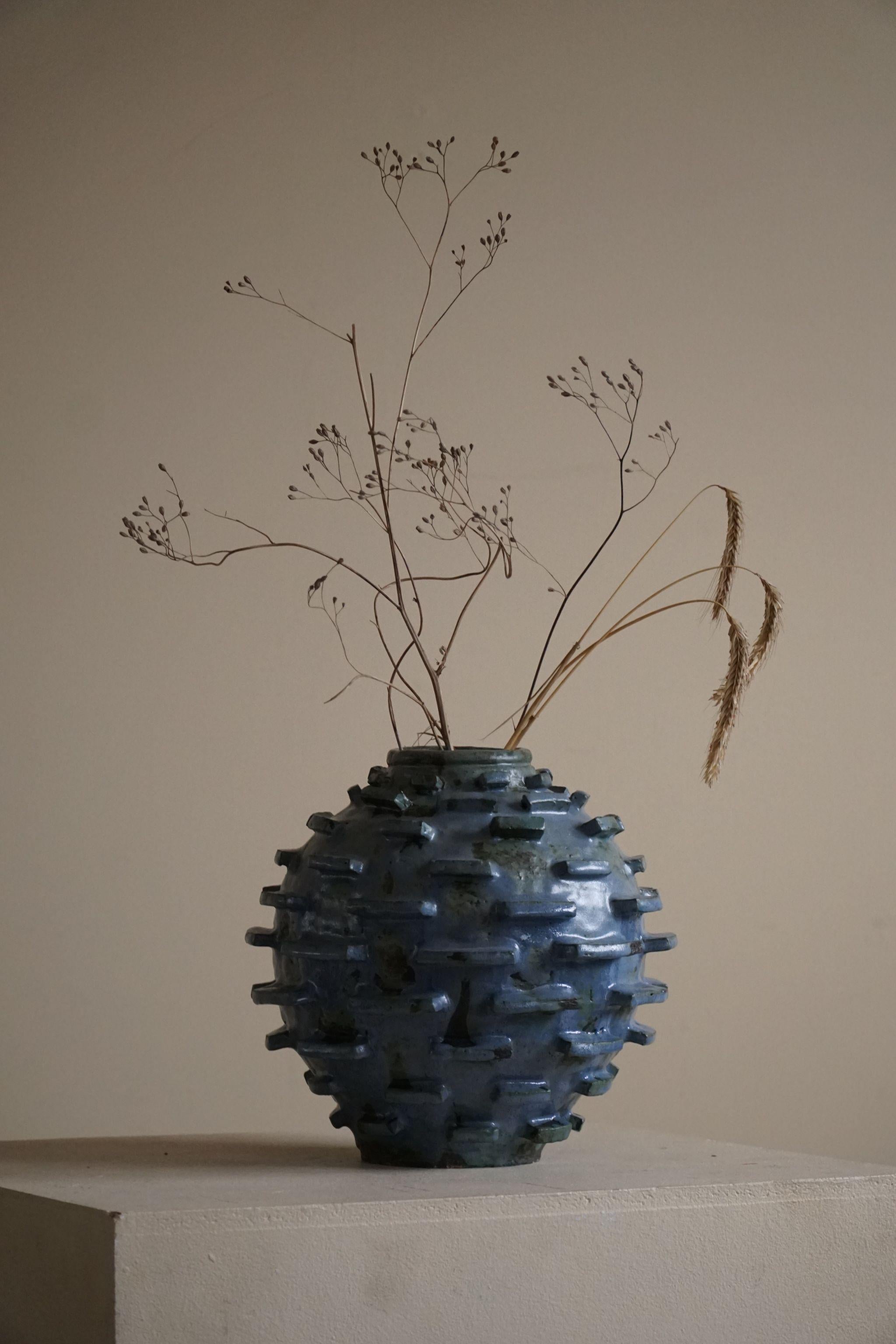 Ceramic, Stoneware Vase in Blue / Green Glaze by Danish Artist Ole Victor, 2021 2