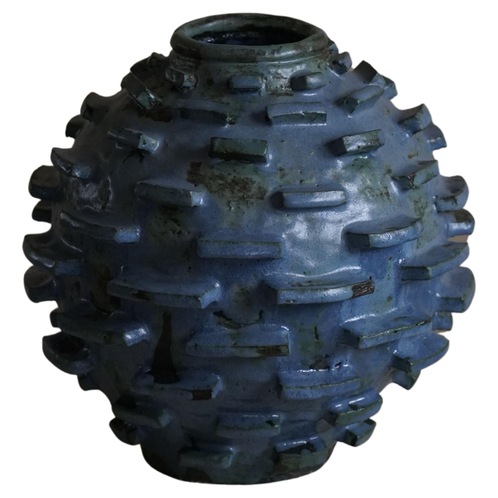 Ceramic, Stoneware Vase in Blue / Green Glaze by Danish Artist Ole Victor, 2021