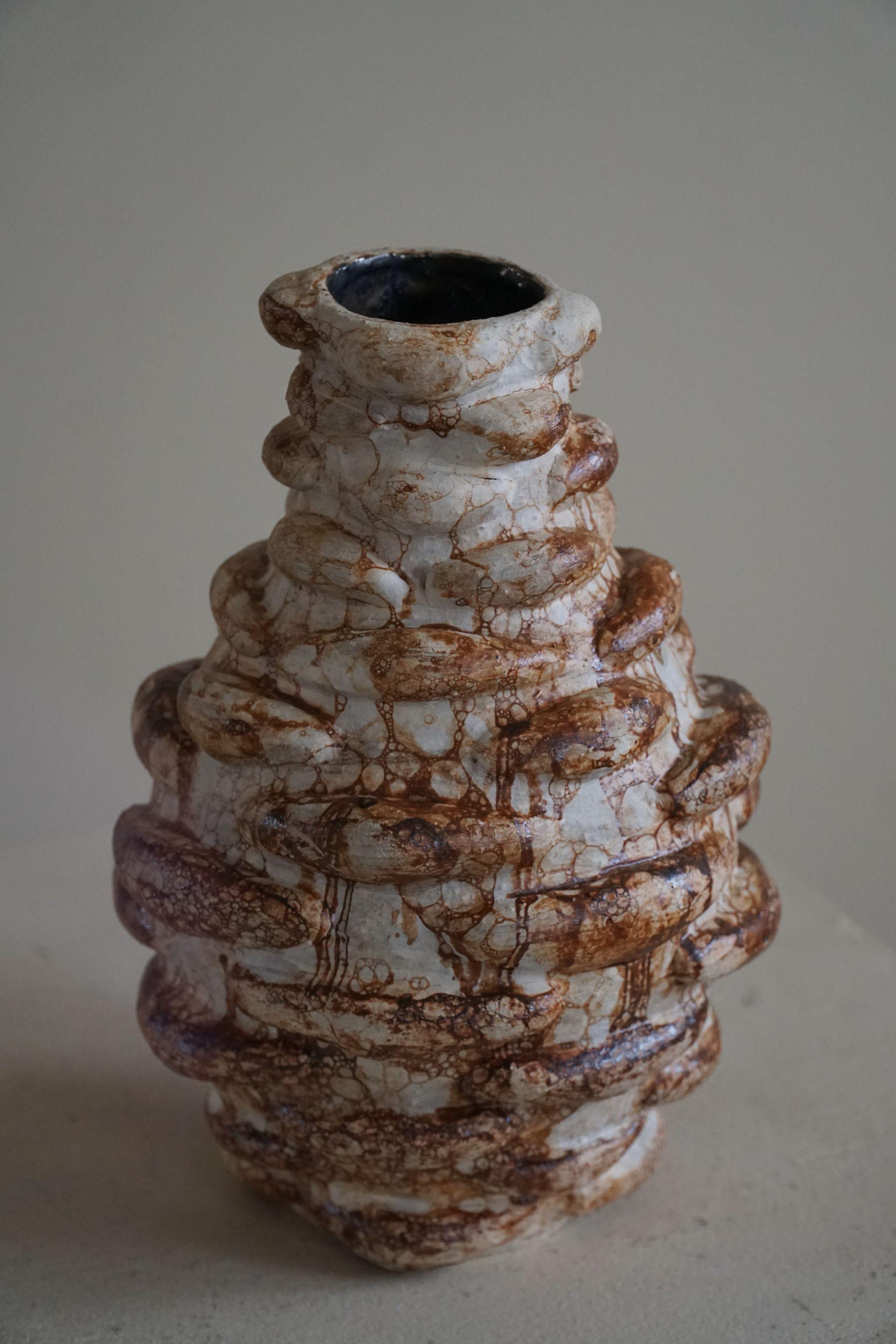 Contemporary Ceramic, Stoneware Vase in Earthen Colored Glaze by Danish Artist Ole Victor