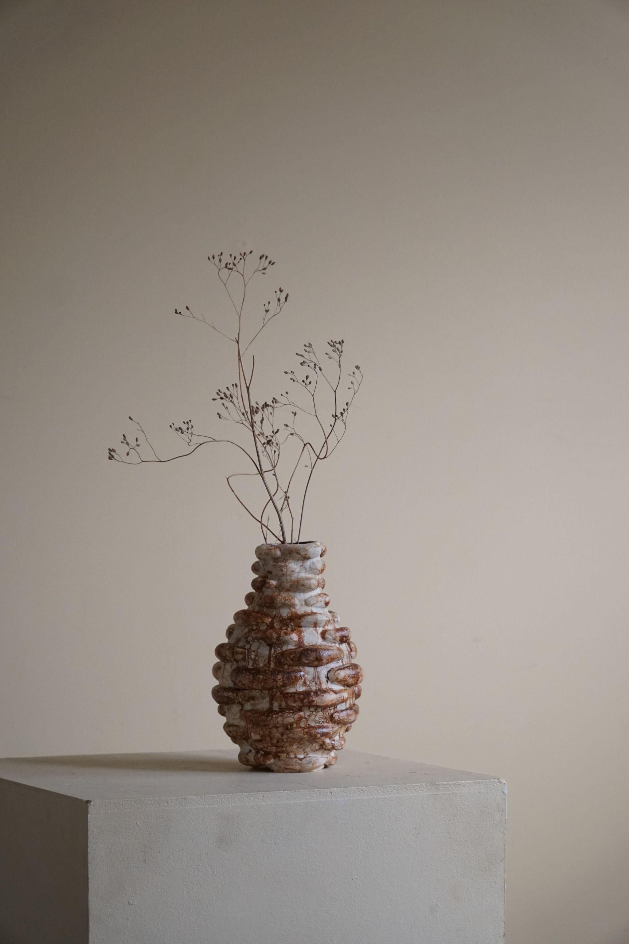 Ceramic, Stoneware Vase in Earthen Colored Glaze by Danish Artist Ole Victor 1