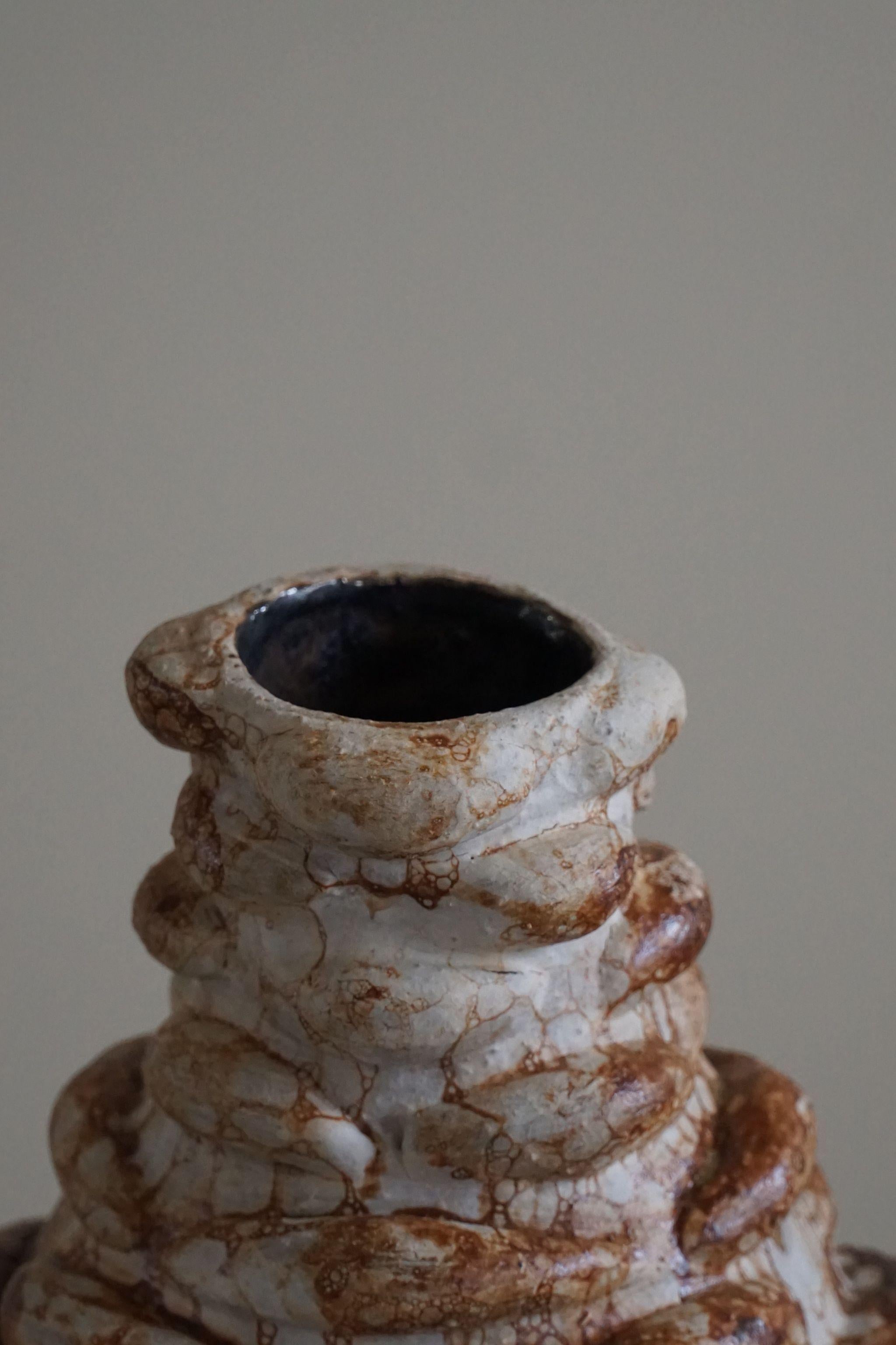 Ceramic, Stoneware Vase in Earthen Colored Glaze by Danish Artist Ole Victor 3