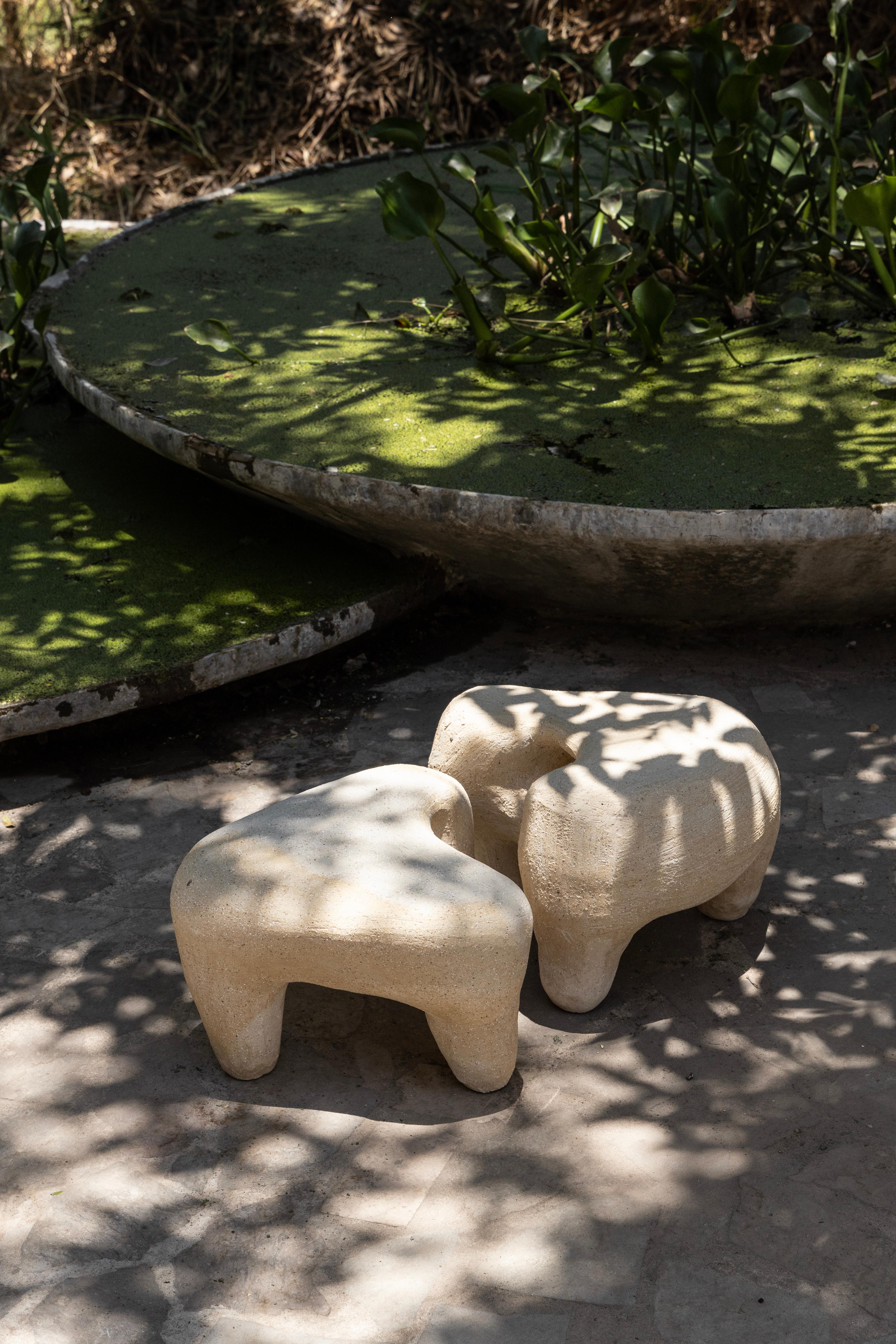 Stoneware Ceramic Stool by Camila Apaez For Sale