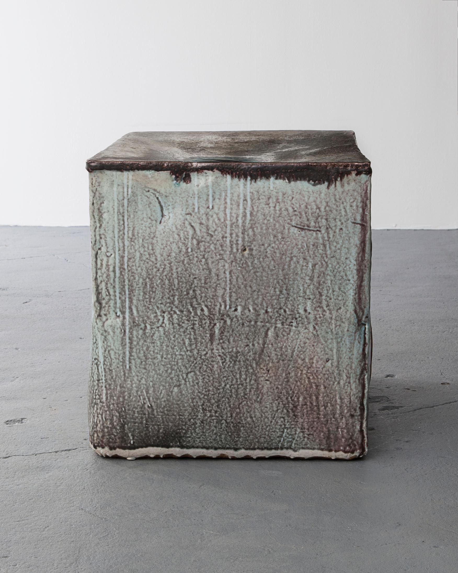 Modern Ceramic Stool in Purple Glaze with Metal by Hun-Chung Lee, 2010