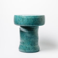 Ceramic Stool or Table with Glazes Decoration by Mia Jensen, circa 2021