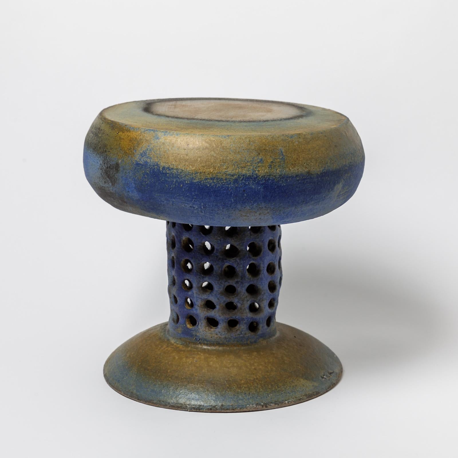 Beaux Arts Ceramic Stool or Table with Glazes Decoration by Mia Jensen, circa 2021