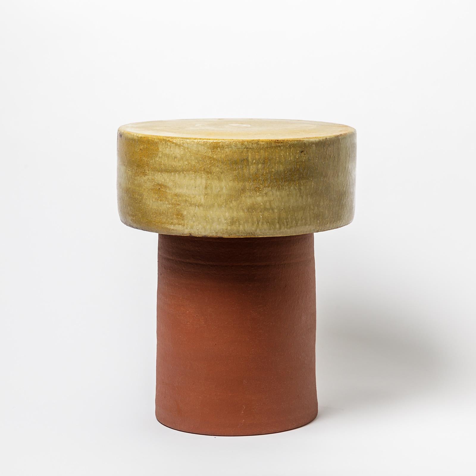 Beaux Arts Ceramic Stool or Table with Glazes Decoration by Mia Jensen, circa 2021