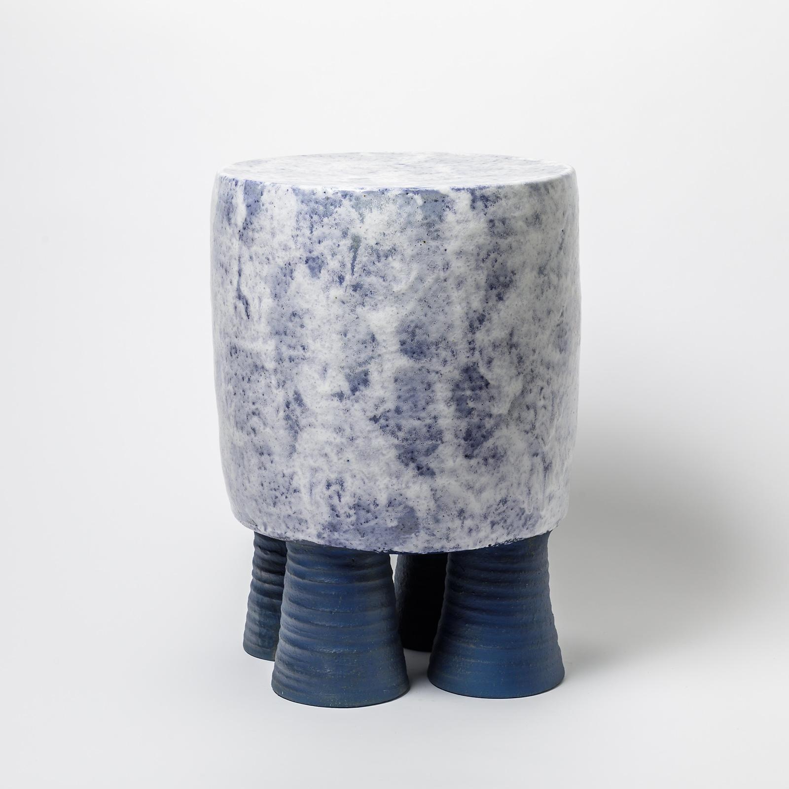 Ceramic Stool or Table with Glazes Decoration by Mia Jensen, circa 2021 In New Condition In Saint-Ouen, FR