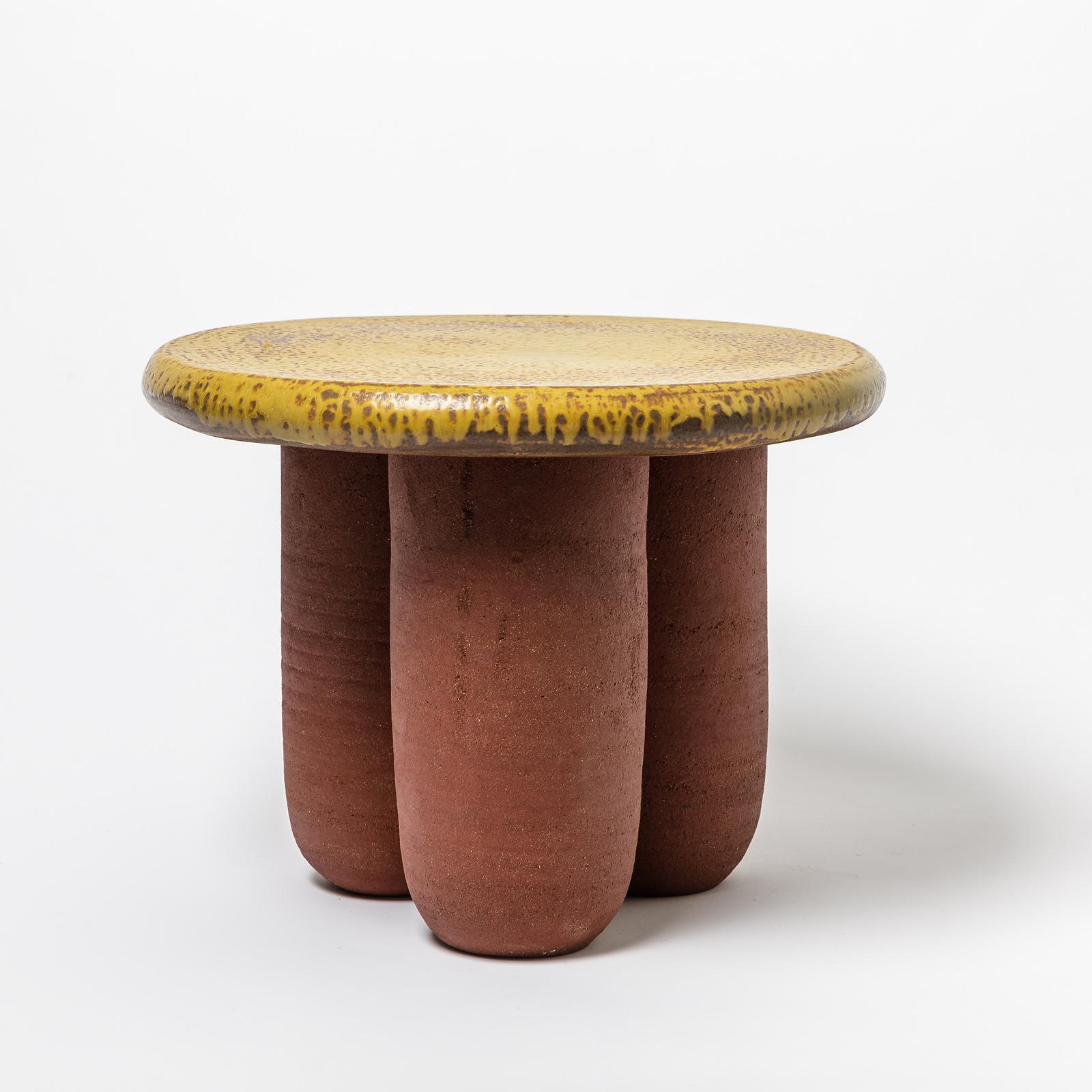 Ceramic Stool or Table with Glazes Decoration by Mia Jensen, circa 2021 In New Condition In Saint-Ouen, FR