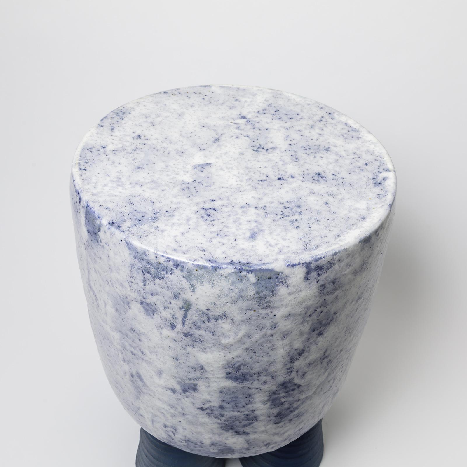 Contemporary Ceramic Stool or Table with Glazes Decoration by Mia Jensen, circa 2021