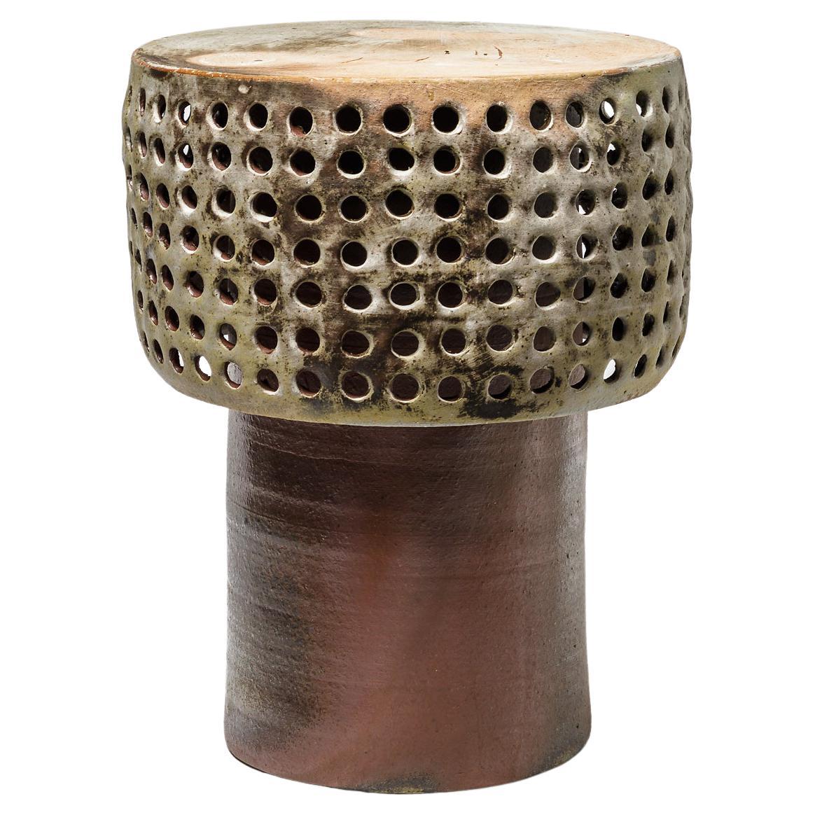 Ceramic Stool or Table with Glazes Decoration by Mia Jensen, circa 2021