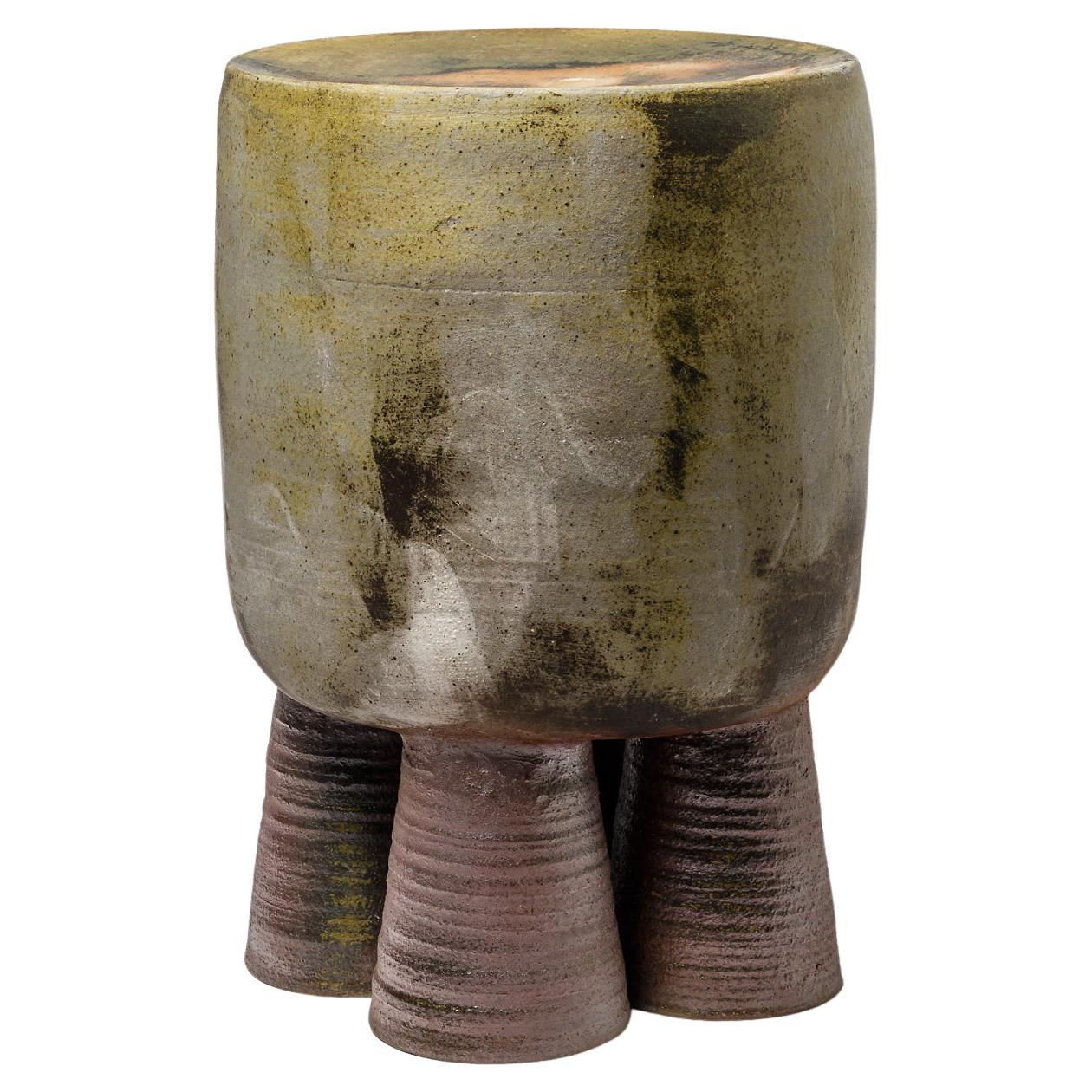 Ceramic Stool or Table with Glazes Decoration by Mia Jensen, circa 2021 For Sale at 1stDibs