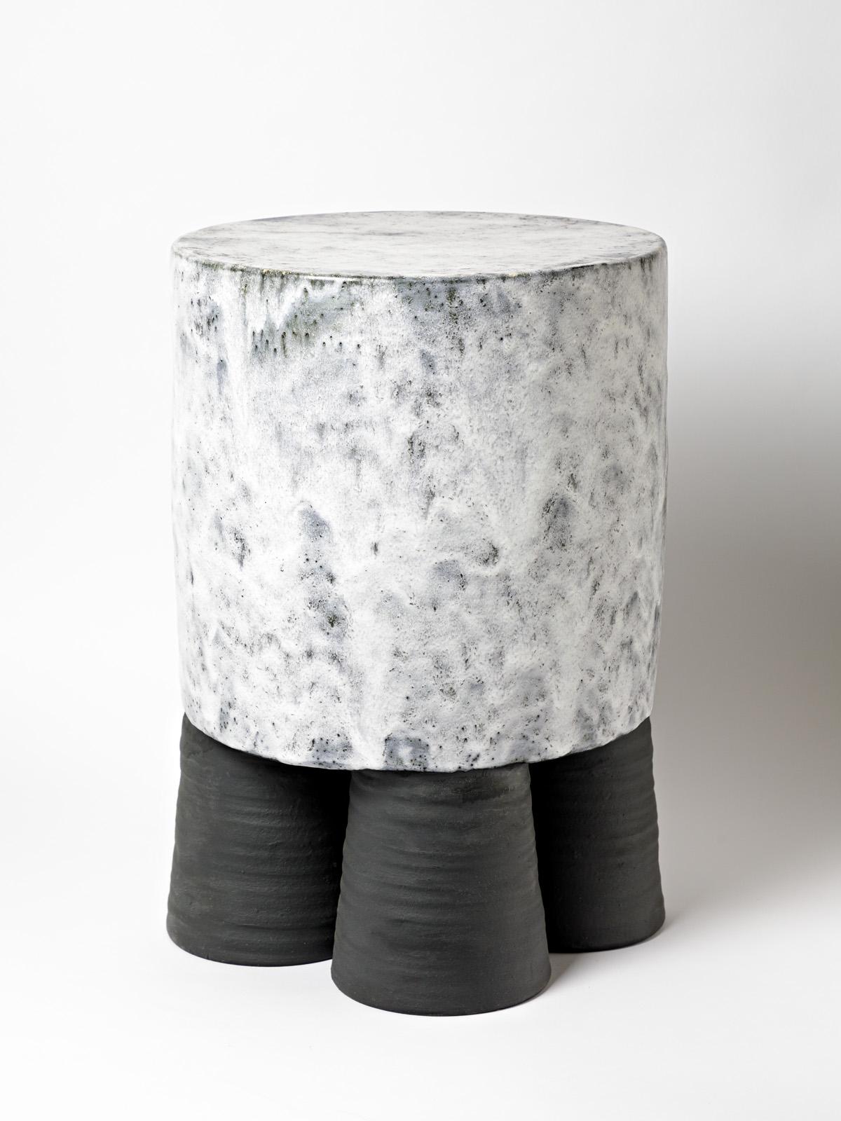 A ceramic stool or table with glazes decoration by Mia Jensen.
Unique piece.
Signed under the base,
circa 2022.