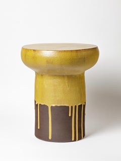 Ceramic Stool or Table with Glazes Decoration by Mia Jensen, circa 2022