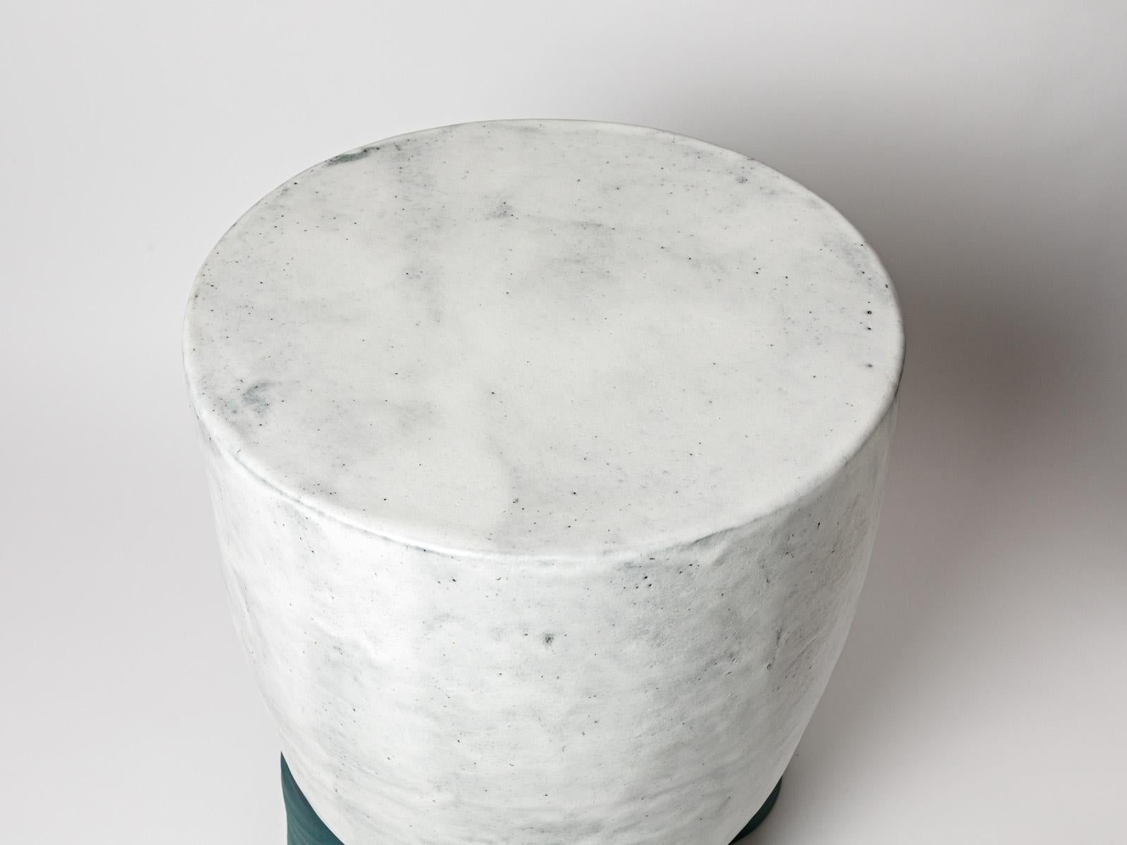 Ceramic Stool or Table with Glazes Decoration by Mia Jensen, circa 2022 For Sale 1