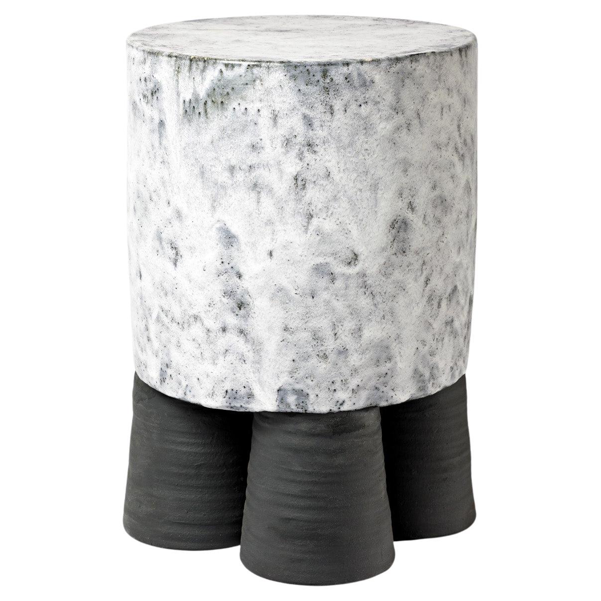 Ceramic Stool or Table with Glazes Decoration by Mia Jensen, circa 2022
