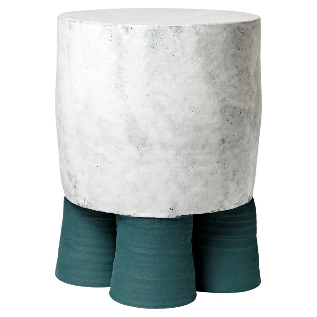 Ceramic Stool or Table with Glazes Decoration by Mia Jensen, circa 2022