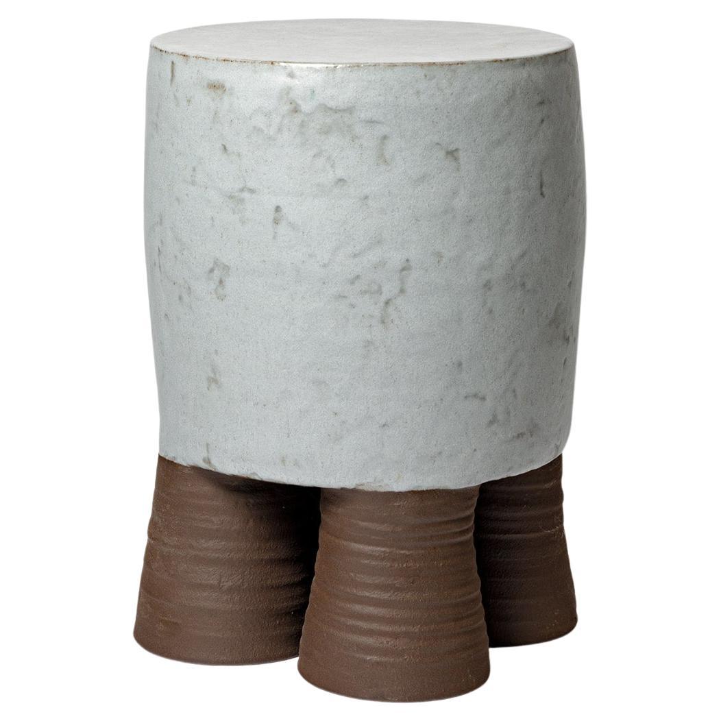 Ceramic Stool or Table with Glazes Decoration by Mia Jensen, circa 2022 For Sale