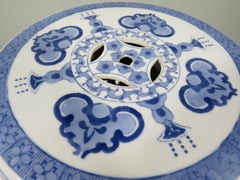 Ceramic stool/side table with oriental design. 1970-1980