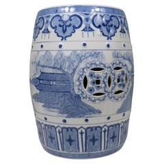 Ceramic stool/side table with oriental design. 1970-1980