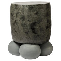Ceramic Stool with Black and Grey  Glazes Decoration by Mia Jensen, circa 2021