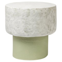 Ceramic Stool with Green and White Glazes Decoration by Mia Jensen, circa 2021