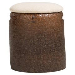 Mid-Century Ceramic Stool with Upholstered Seat, Germany, Circa 1960