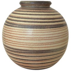 Ceramic Striped Ball Vase, circa 1930.