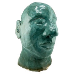 Buste d'art de Ceramic Studio A en glaçure Verde provenant de la succession Jonathan Parks, Santa Fe