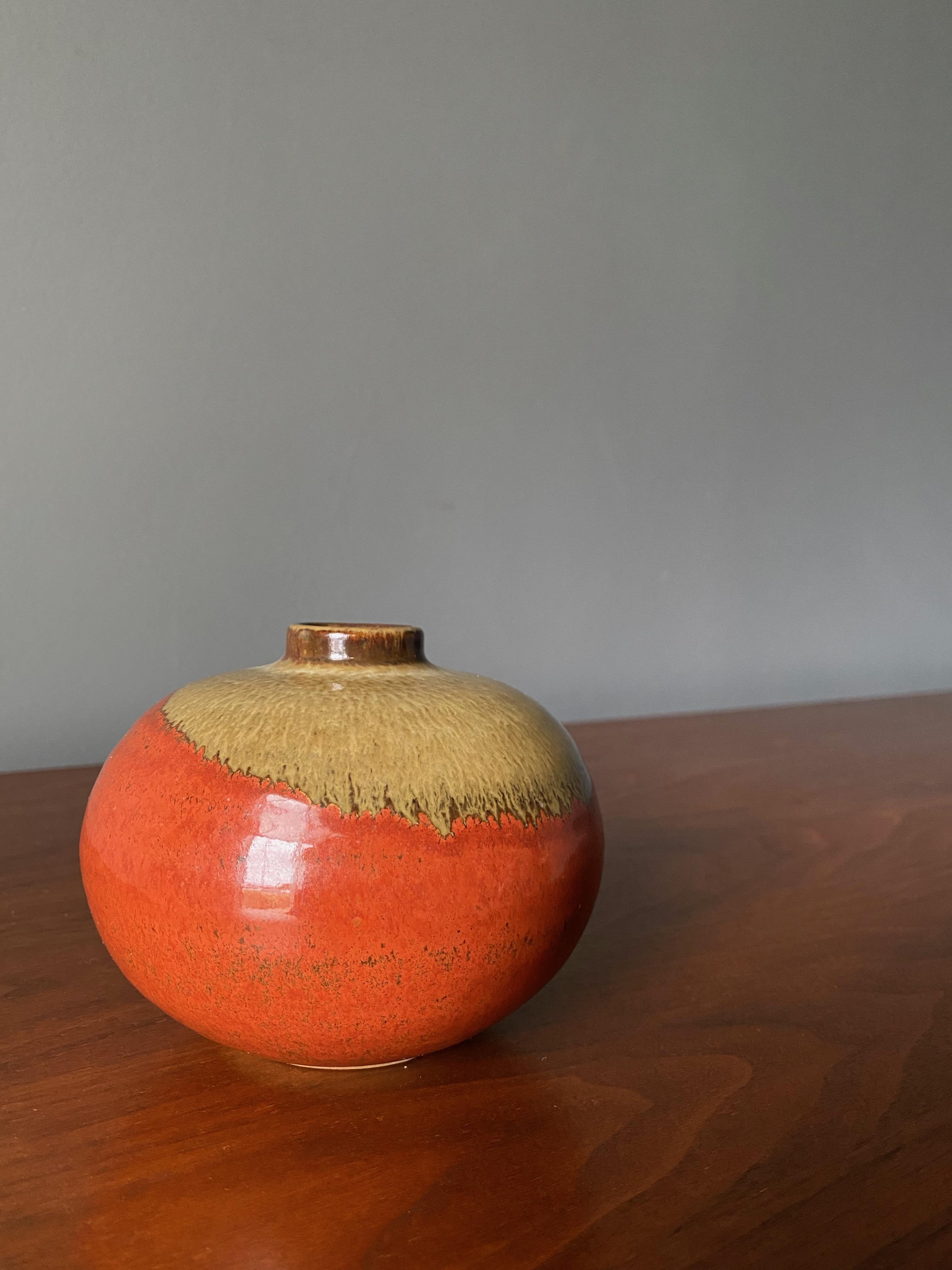 Small studio crafted ceramic vase. Beautiful colors and glazing.