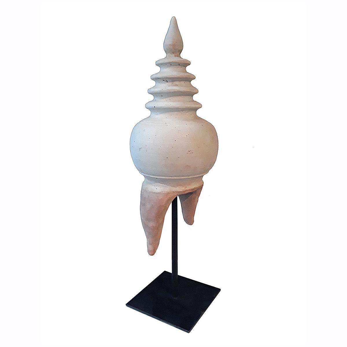 Glazed Ceramic Stupa Detail from Thailand For Sale