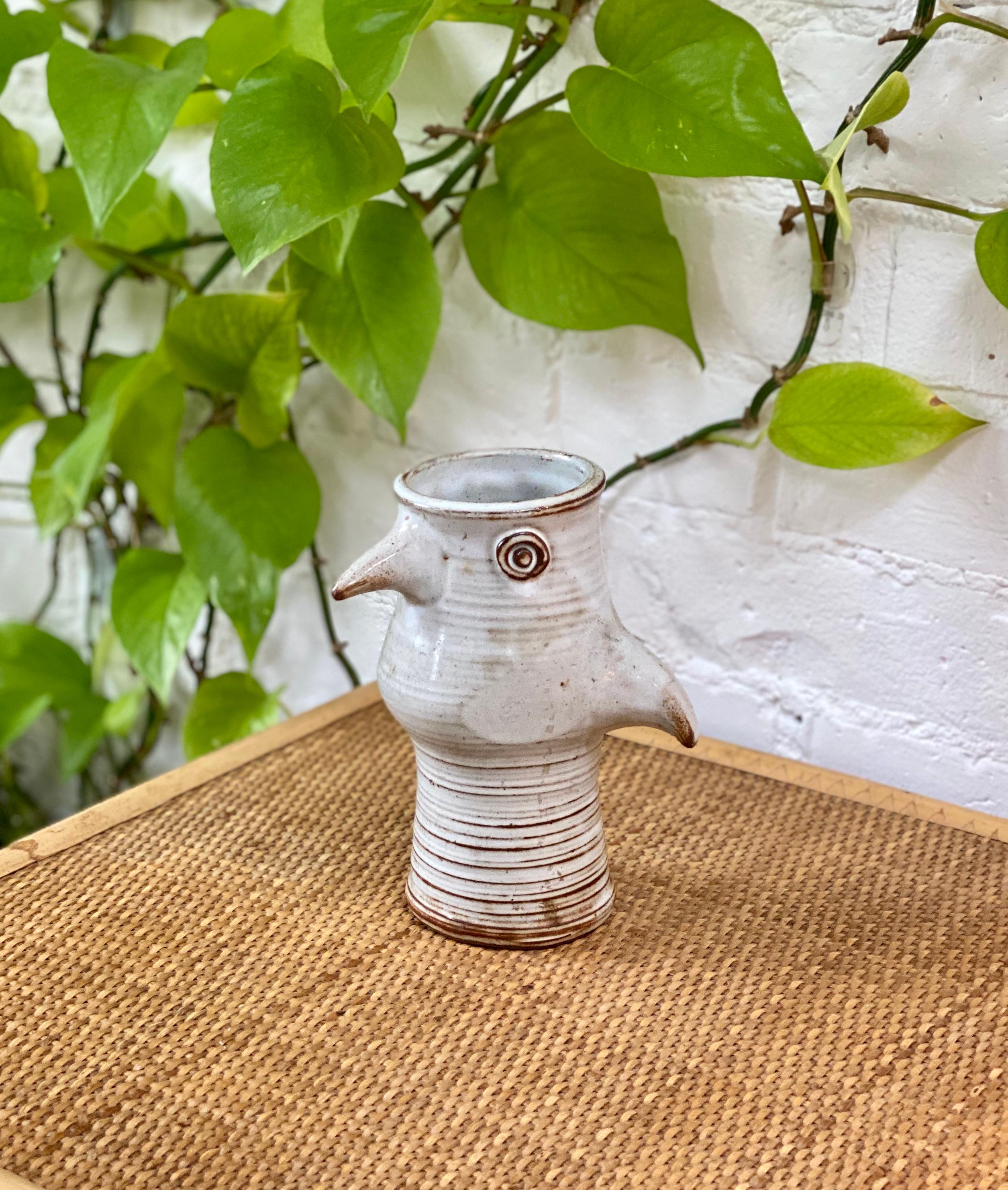 French Ceramic Stylized Bird Vase by Jacques Pouchain 'circa 1960s'