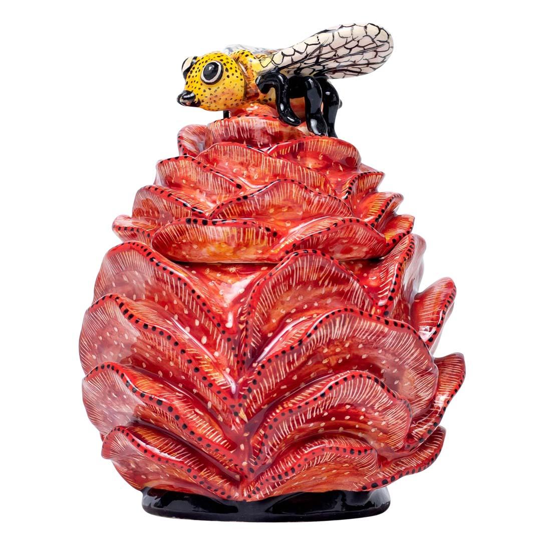 Succulent, Bee Jewelry Box
Hand-Painted by Zinhle Nene & Sculpted by Sbusiso
Love Art Ceramic, South Africa, 2024

The Succulent, Bee Jewelry Box is a stunning piece of ceramic art that beautifully encapsulates the vibrant spirit of South African