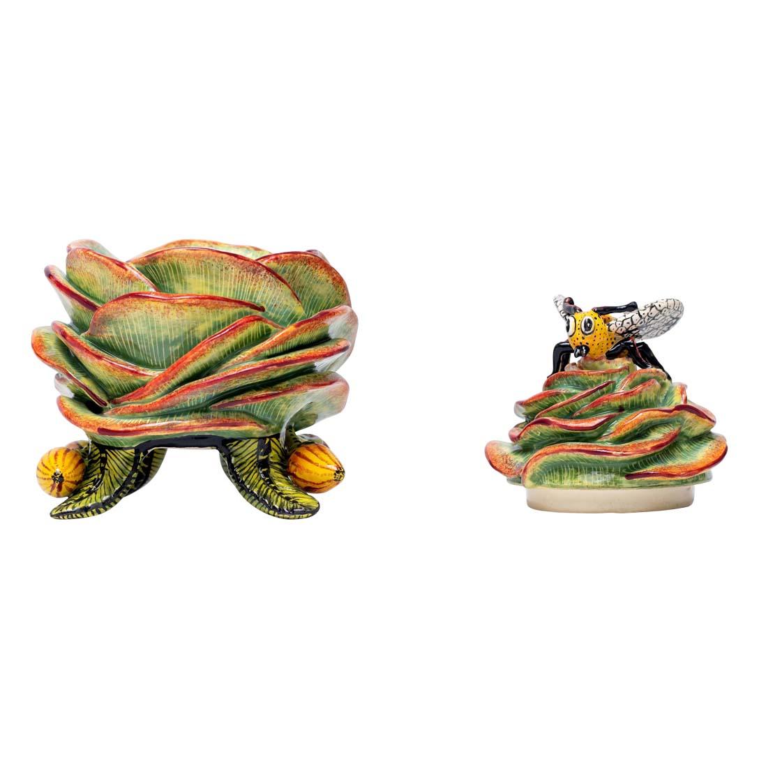 Modern Ceramic succulent Plant With Bee Jewelry Box   , hand made in South Africa