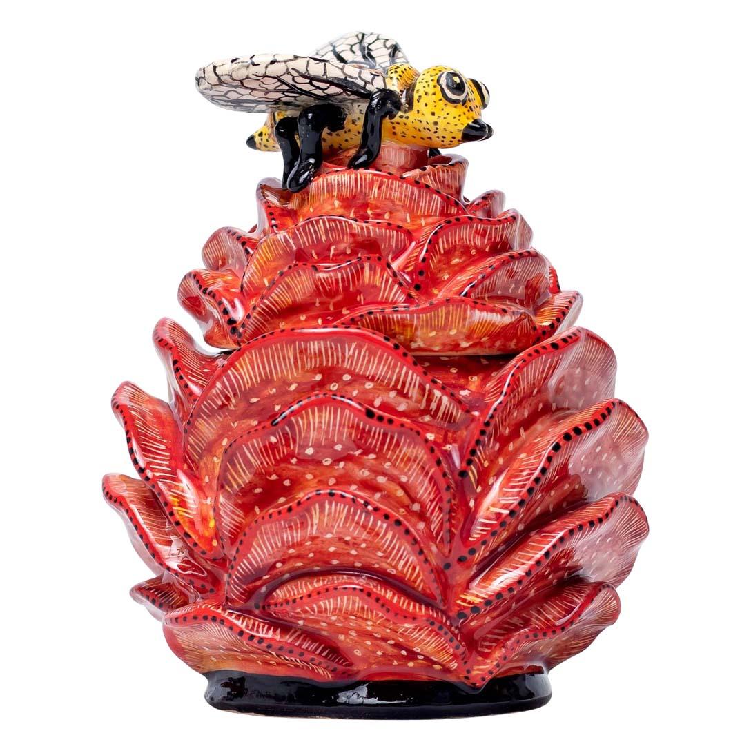 Hand-Painted Ceramic succulent Plant With Bee Jewelry Box   , hand made in South Africa