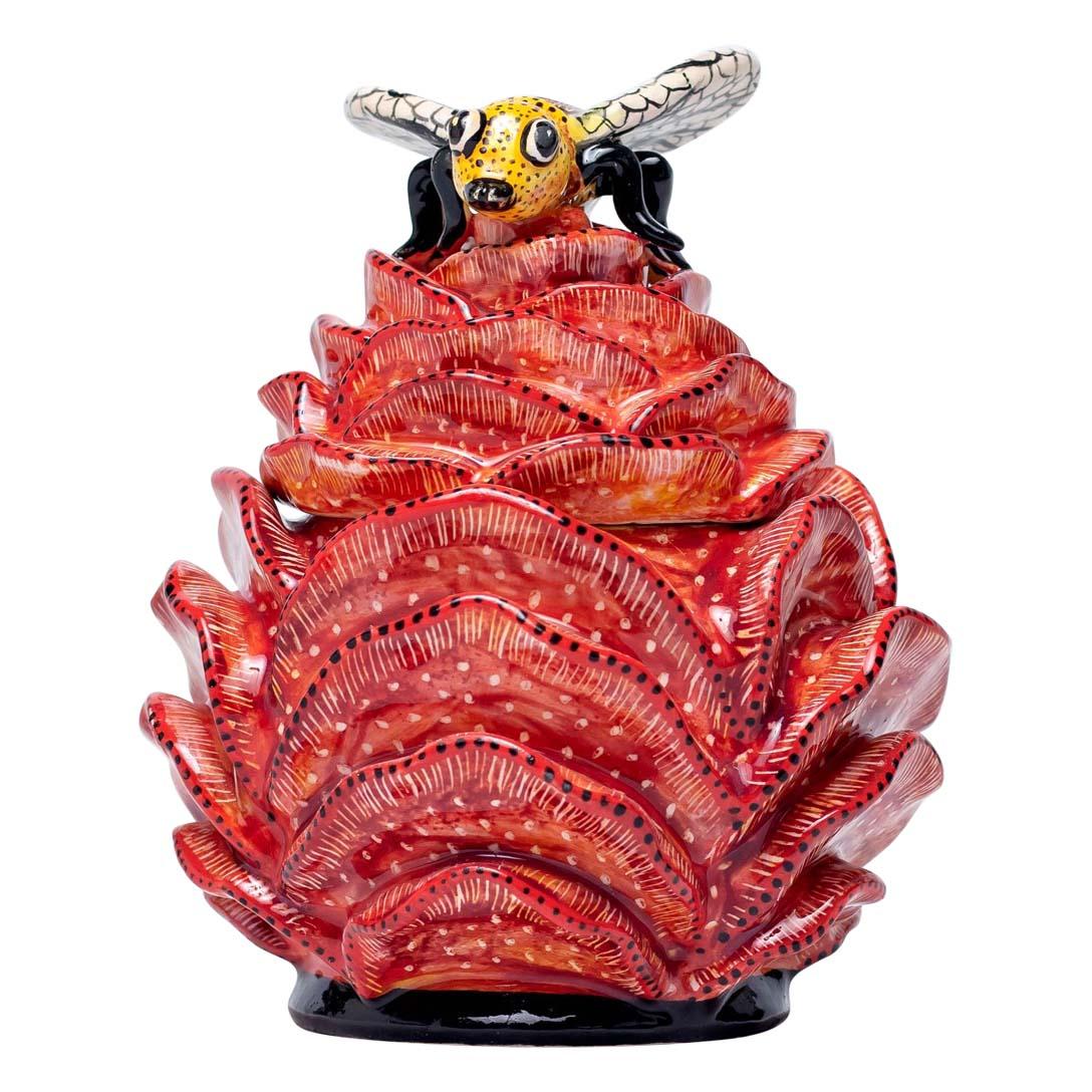 Ceramic succulent Plant With Bee Jewelry Box   , hand made in South Africa In Excellent Condition In North Miami, FL