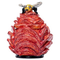 Ceramic succulent Plant With Bee Jewelry Box   , hand made in South Africa
