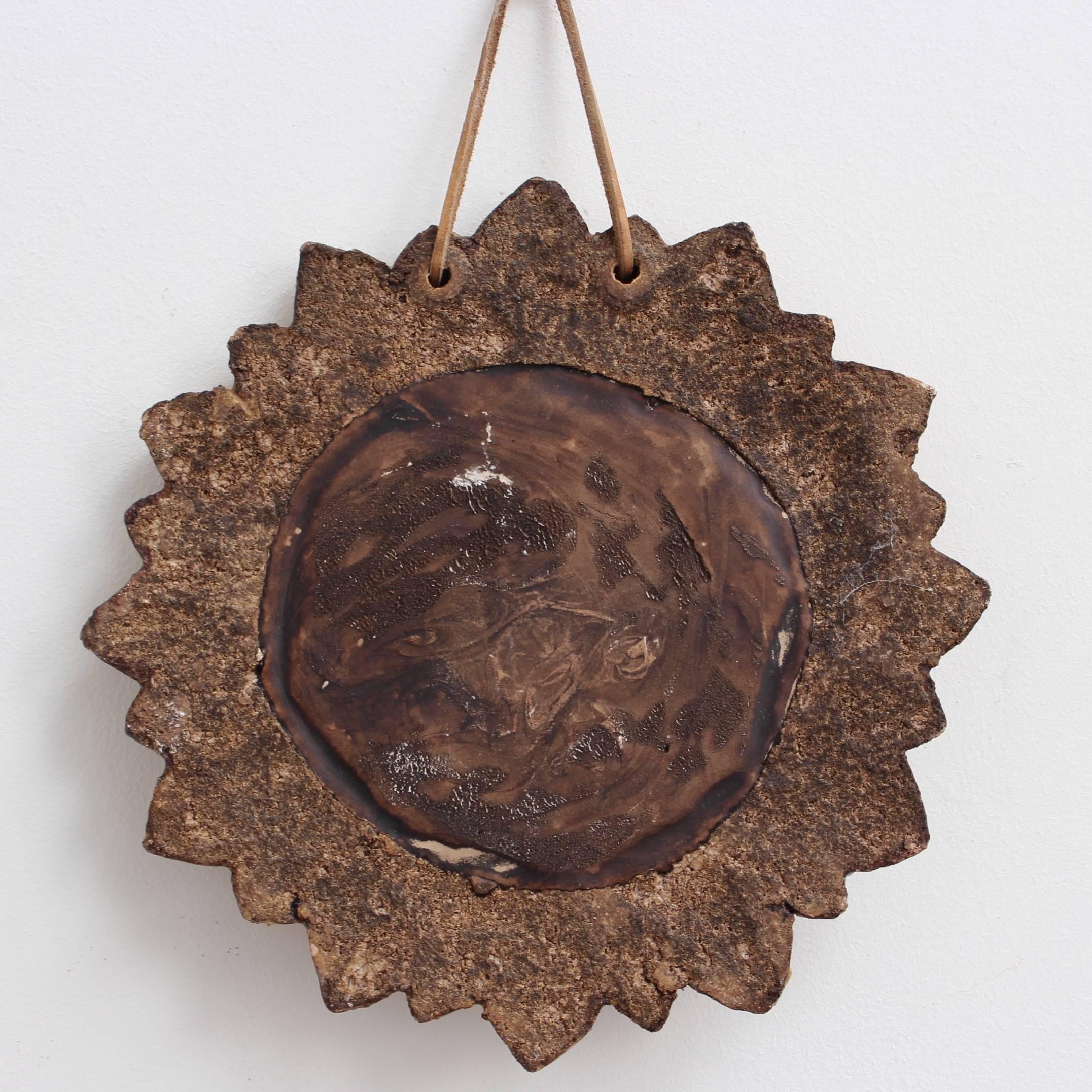 Ceramic Sunburst Mirror by La Roue, Vallauris, France circa 1950s 1