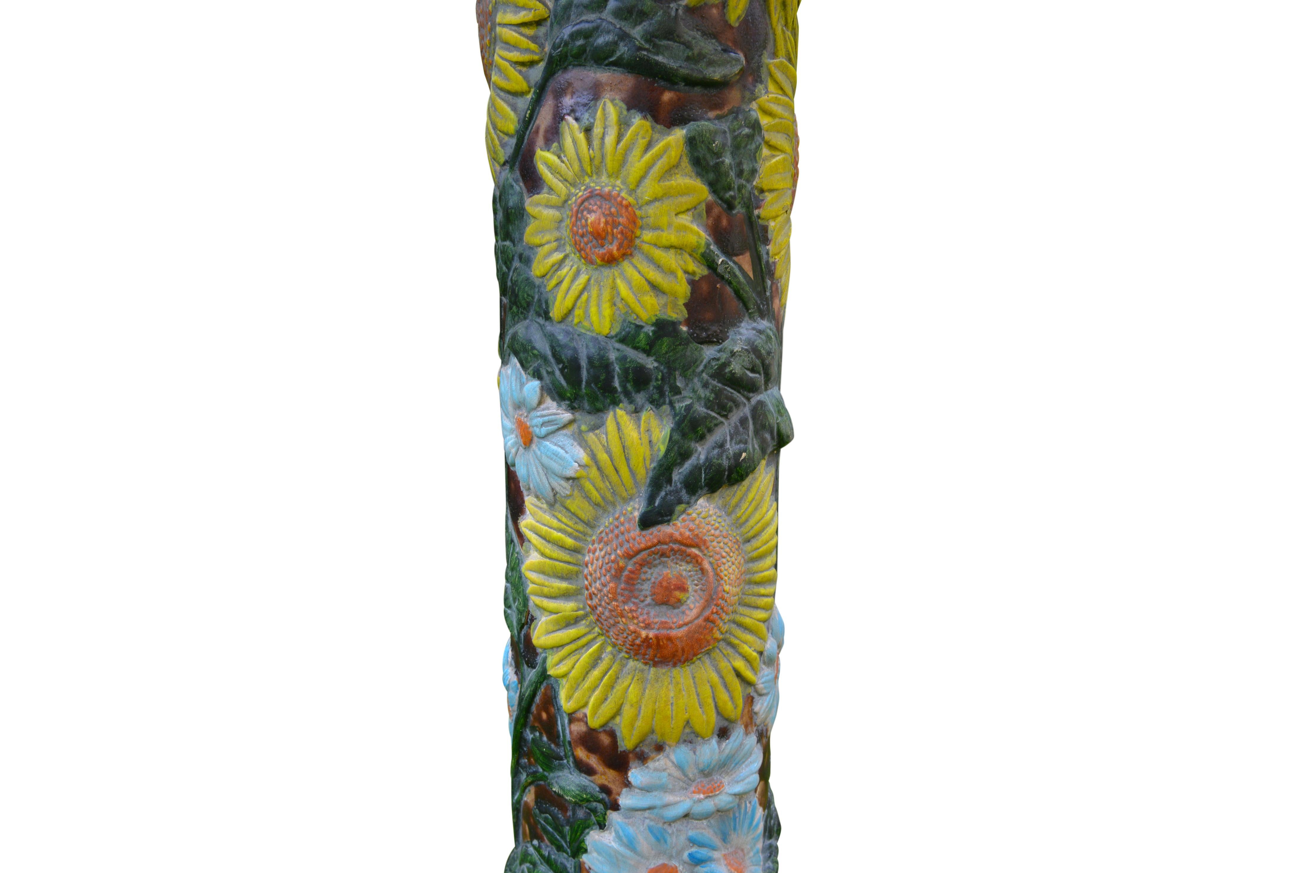 Ceramic Sunflower Table or Floor Lamp from France, circa 1970 In Good Condition For Sale In Sint-Kruis, BE
