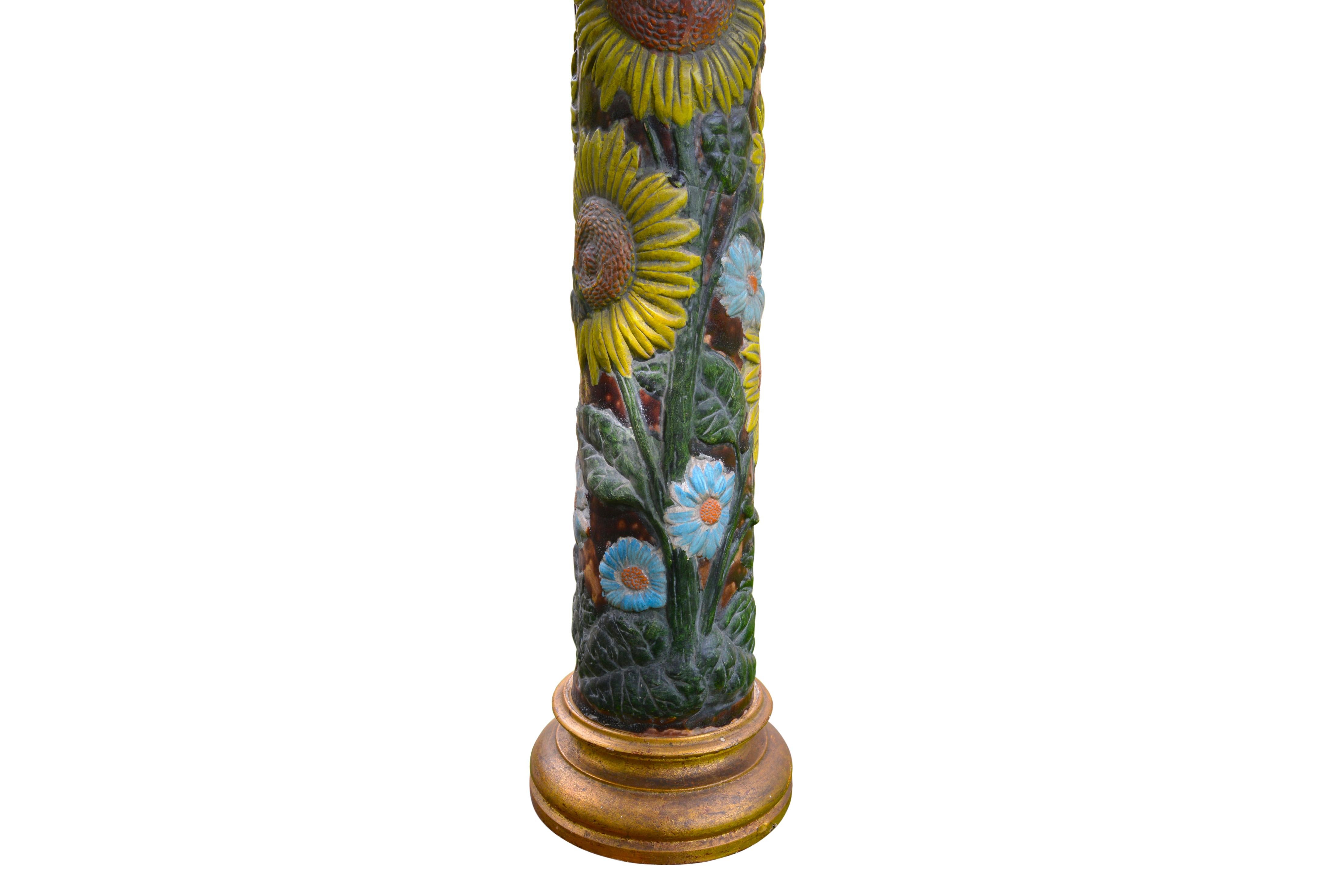 20th Century Ceramic Sunflower Table or Floor Lamp from France, circa 1970 For Sale