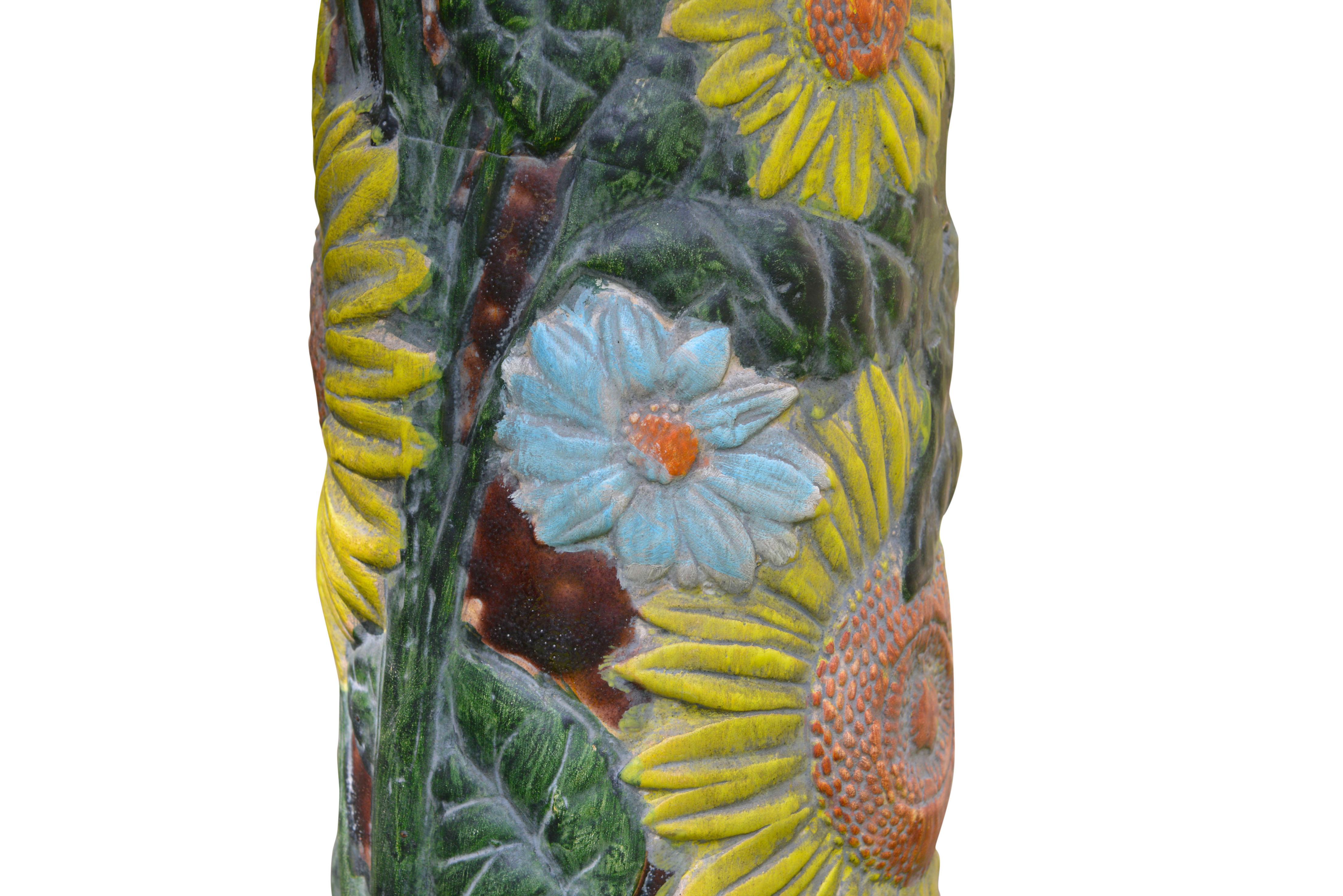 Ceramic Sunflower Table or Floor Lamp from France, circa 1970 For Sale 1