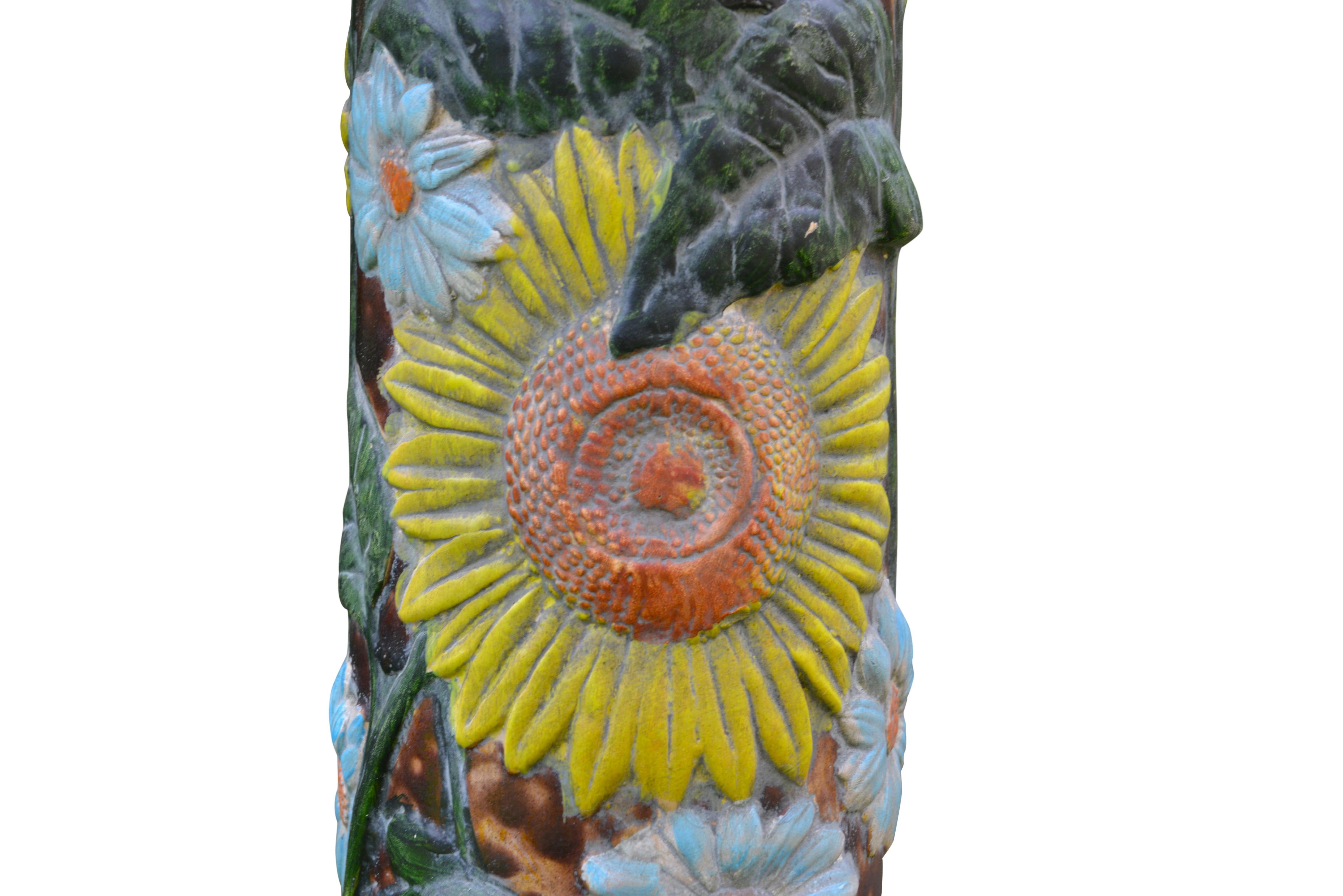 Ceramic Sunflower Table or Floor Lamp from France, circa 1970 For Sale 2