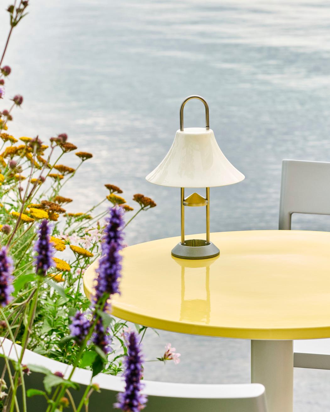 Steel Ceramic Table Ø70, Outdoor-Bright Yellow Porcelain-by Muller Van Severen for Hay For Sale