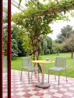 Ceramic Table Ø70, Outdoor-Bright Yellow Porcelain-by Muller Van Severen for Hay