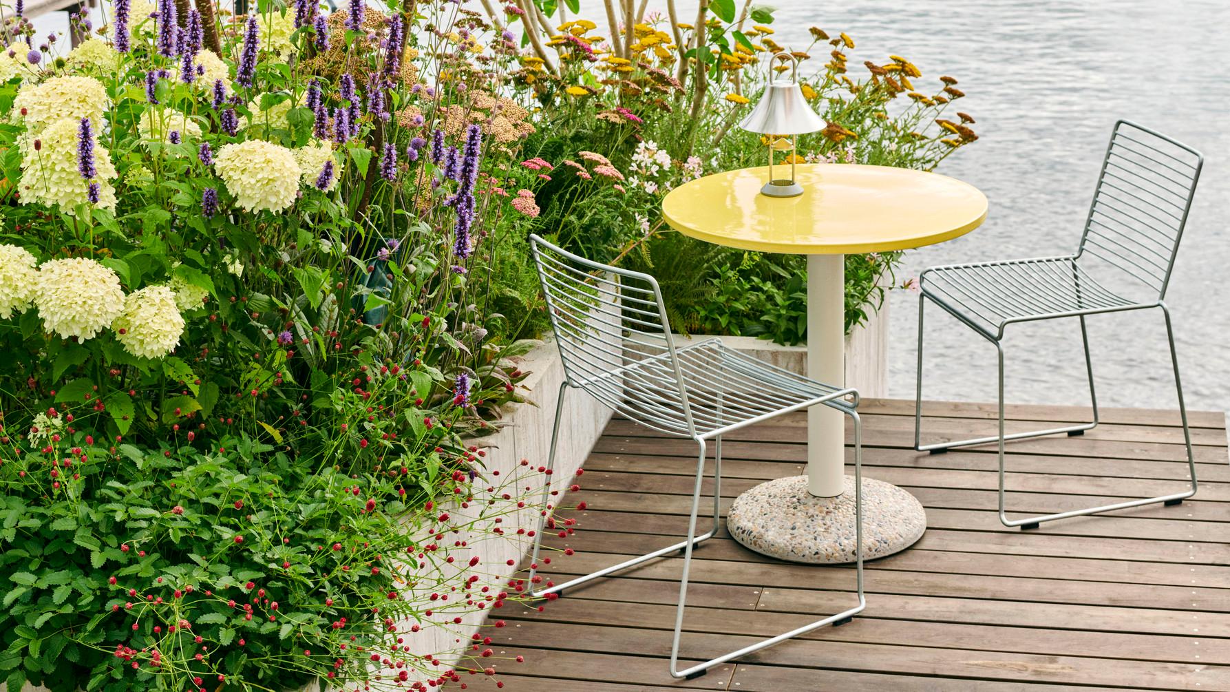 Contemporary Ceramic Table Ø70, Outdoor-Bright Yellow Porcelain-by Muller Van Severen for Hay For Sale
